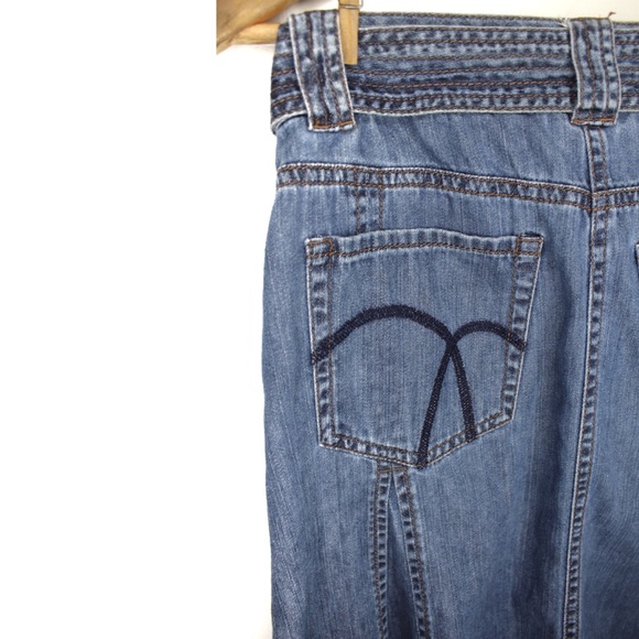 Vintage Denim Jean Fit and Flare Midi Skirt with Matching Belt 4 Liz Claiborne - Picture 6 of 7